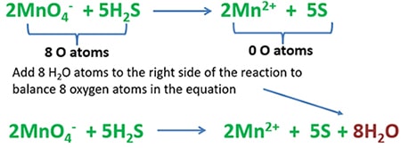 balance oxygen atoms in potassium permanganate and hydrogen sulfide